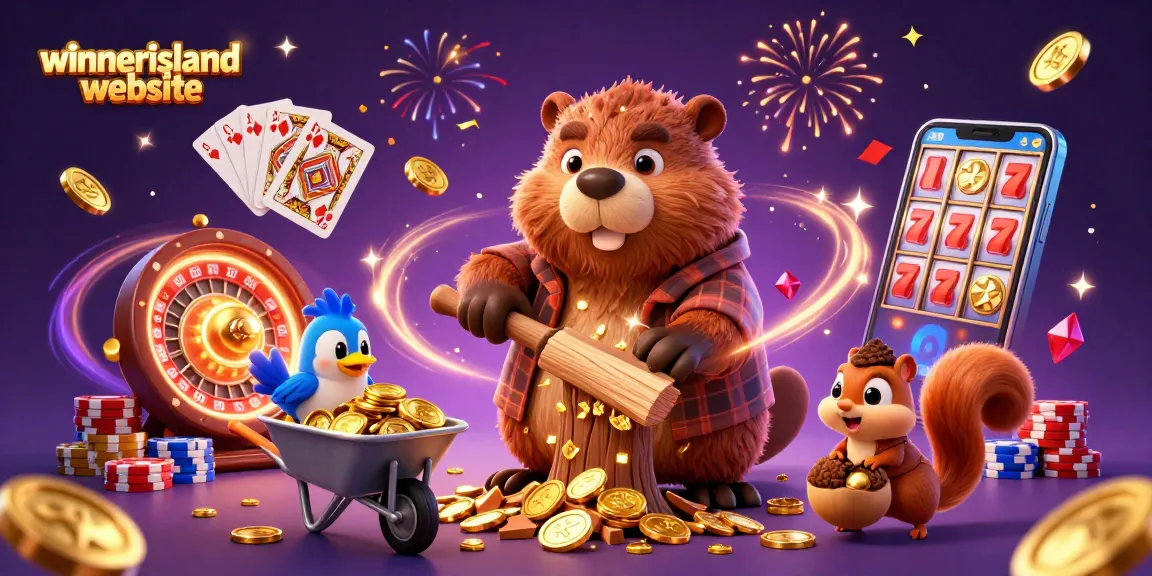 Win big at the winnerisland website with exciting games and promotions in vibrant illustration.