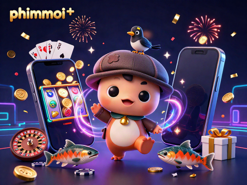 Play slots with phimmoi+ featuring cute Nessie and vibrant casino elements in a dynamic scene.
